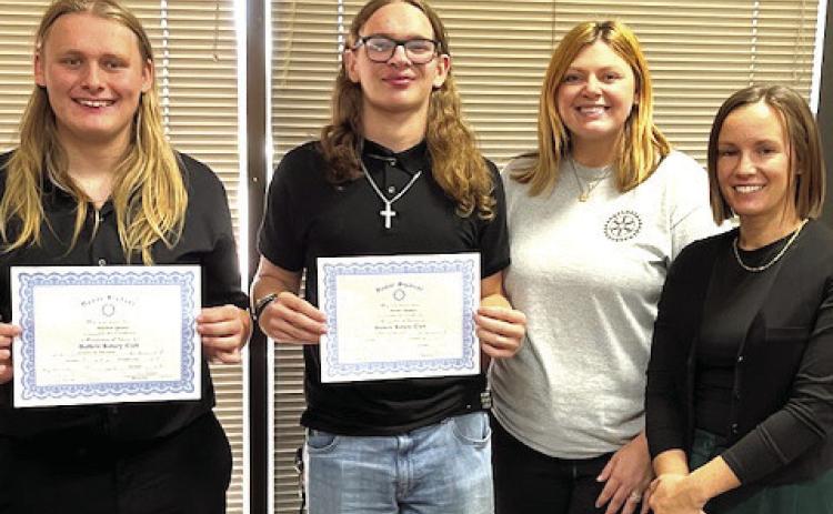 Pictured with Hayden and Devin is Rotary President, Coy McPeek and Kini Maune, owner of Frena Self Care.