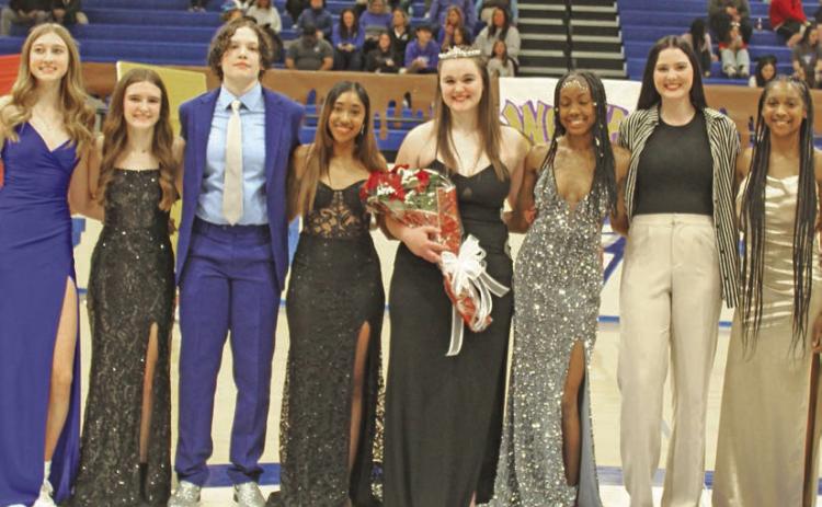 2023 GHS Basketball Homecoming Attendants with Queen.