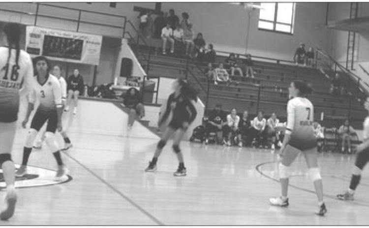 Pictured at right, Guthrie varsity volleyball in action against Destiny Christian School on September 16. The Lady Bluejays came from behind in the first set from a 16-19 deficit to win 25-20. In the second set, the visitors jumped out to an 8-0 lead enroute to a 25-16 set win. The match would go four sets.
