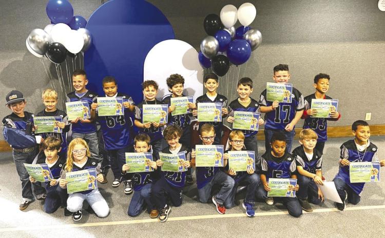1ST & 2ND GRADE TEAM MEMBERS: River Watson, Kamden Redman, Jac Rainwater, Isiah Gray, Baylee Holzbaugh, Asher Trout, William Stewart, Leeanidus Stevenson, Sebastian Pina, Luke Olson, Colton O’Quinn, Oakley Canary, Slader Gibson, Dustin Rhodes, Hayes Wheaton, Dallas Boudle, Deshannon Smith, Layton Lasenberry, Zayden Anderson, Brixten Clymer, Noah Lasenberry, Knox Huffman, Luka Johnston, Klovis Branson, Adryan Polite, Duke Bertwell and Daxton Saathoff. Head Coach Robbie Rainwater.